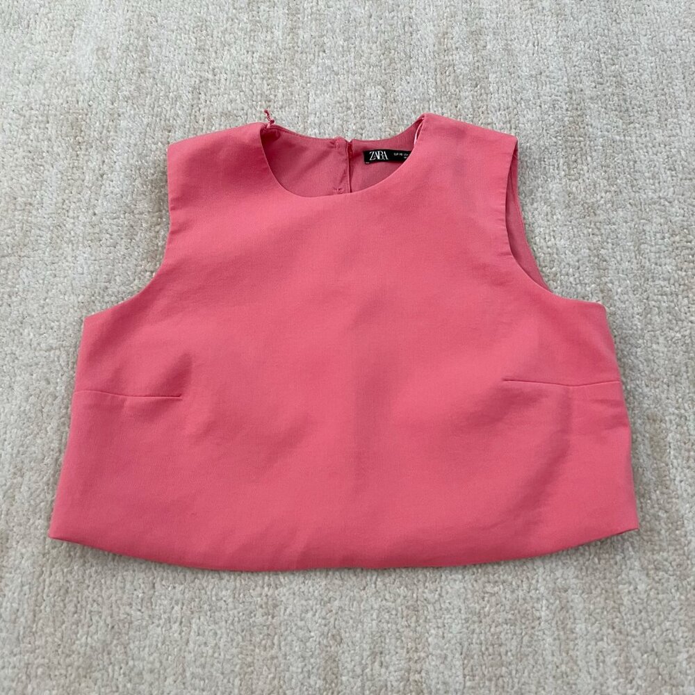 Zara Pink Crop Tank Top Blouse XS